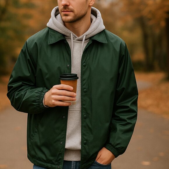 🌲 UltraClub 2XL Nylon Coach Jacket — Deep Forest Green - Picture 3 of 11